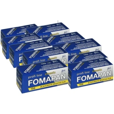 Abbildung von 10er Pack Foma Fomapan Classic Fotofilm 100 ASA Schwarz Weiß Negativ Rollfilm/Mittelformatfilm / 120 Format, FO11131 10