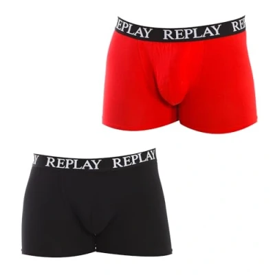 Abbildung von REPLAY Herren Boxershorts, mit Logo (2 Stück) Boxer, Rot/Schwarz, M