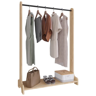 Abbildung von VCM Holz offener Kleiderschrank begehbarer Kleiderregal Schrank Kleiderstange Lempu H. 128 cm Weiß