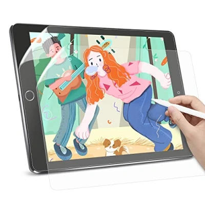 Abbildung von TIKSSO 2 Stück Papier Matte Schutzfolie Kompatibel mit iPad 9/8/7 (Modell 2021/2020/2019, 9. / 8. 7. Generation) 10,2 Zoll, Blendfreiem zum Zeichnen, Schreiben.