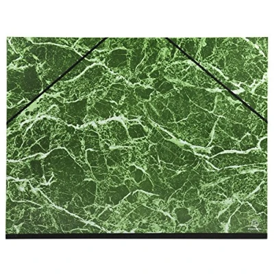 Abbildung von Exacompta 651E Zeichenmappe Annonay für 50 x 65cm mit Gummizugverschluss. Aus extra starkem Karton 3cm Rückenbreite schwarz grün marmoriert ideal zum transportieren und aufbewahren