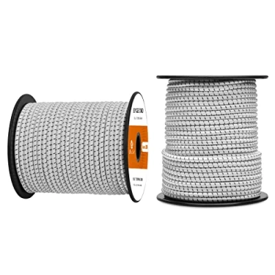 Abbildung von Abma Cord Gummiseil Expanderseil 4mm 30M Gummischnur UV Beständig Planenseil 100% Dehnung Spannseil für Plane, Anhängerplane, Sonnensegel, Zelte, Banner Weiss &amp; Schwarz