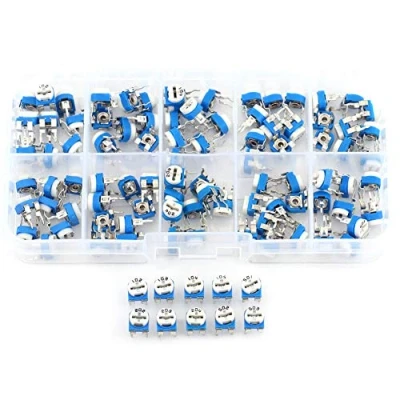 Abbildung von Variabler Widerstand 100 Stücke 10 Werte 500 Ohm 1M Film Trimmer Potentiometer Assorted Kit