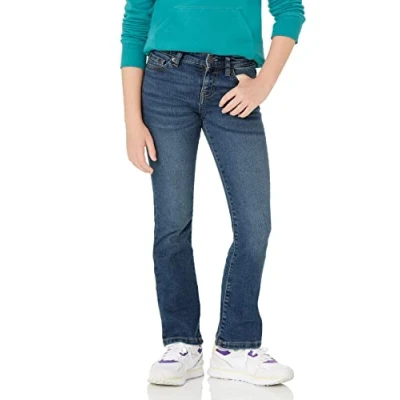 Abbildung von Amazon Essentials Mädchen Schmal geschnittene Bootcut Jeans aus Stretch, Mittlere Waschung, 10 Jahre