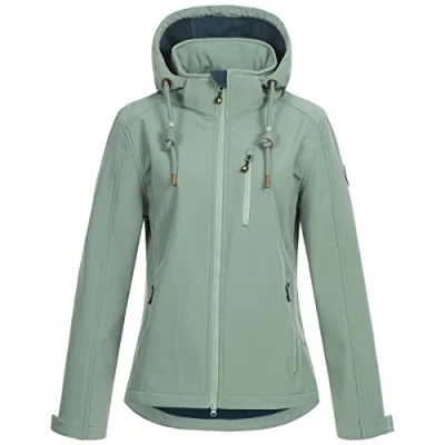 Abbildung von Ankerglut Damen mit Abnehmbarer Kapuze Gefüttert Übergangsjacke Windbreaker #Ankerglutfreude Softshelljacke, slate gray, 42 EU