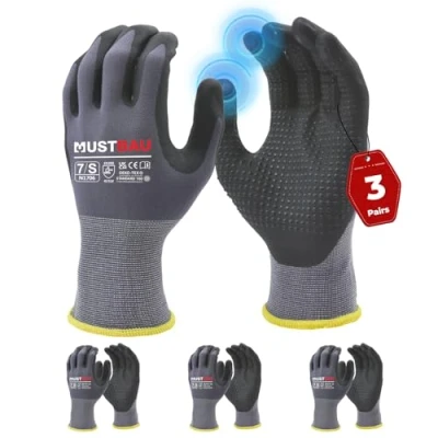 Abbildung von Mustbau Arbeitshandschuhe (3 St) 12/6/3 Pack, Abriebfest Gartenhandschuhe Montagehandschuhe