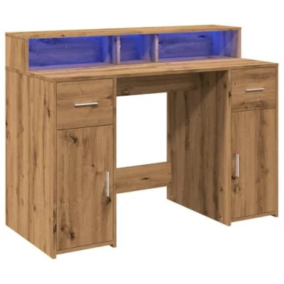 Abbildung von vidaXL Schreibtisch LED Artisan Eiche 120x55x91 cm Holzwerkstoff