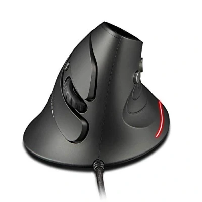 Abbildung von zelotes Vertikale Maus mit Kabel, ergonomisches Design, USB LED 6 Tasten und 4 einstellbaren Empfindlichkeiten, 800/1200/2400/3200DPI für Computer, Schwarz