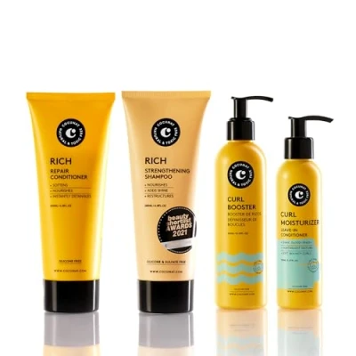 Abbildung von COCUNAT Lockenvolumen Pflegeroutine Reinigt, spendet Feuchtigkeit, nährt, definiert und beseitigt Frizz silikon sulfatfrei Curly Methode