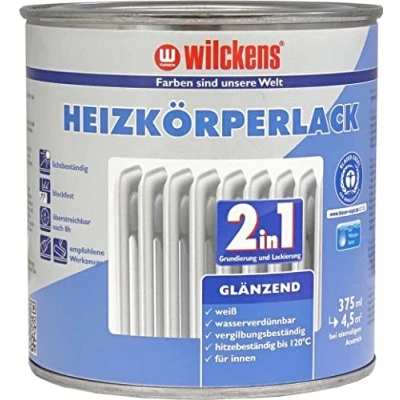 Abbildung von Wilckens 2in1 Heizkörperlack glänzend weiß 375 ml