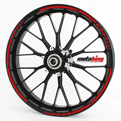 Abbildung von Felgenrandaufkleber GP im Design passend für 14 Zoll Felgen Motorrad, Auto &amp; mehr Rot matt