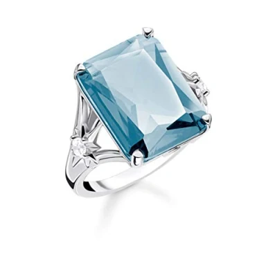 Abbildung von Thomas Sabo Damen Ring Stein Blau groß mit Stern 925 Sterling Silber TR2261 644 31
