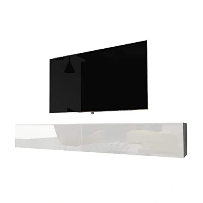 Abbildung von Selsey TV Schrank Board Sideboard Fernsehtisch Fernsehschrank 180 cm Hängend Oder Stehend Weiß Matt Glanz Kane