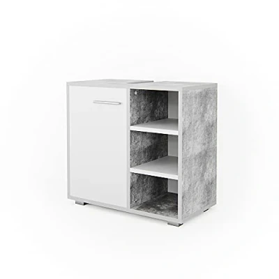 Abbildung von Vicco Waschbeckenunterschrank Perry, Beton/Weiß, 60 x 55.6 cm