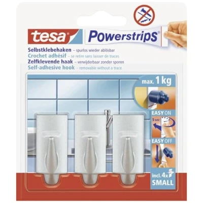 Abbildung von 6 x Tesa Powerstrips Haken Trend Small matt chrom VE=3 Stück