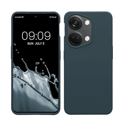 Abbildung von kwmobile Hülle kompatibel mit OnePlus Nord 3 5G Silikon Handy Case Handyhülle weiche Oberfläche kabelloses Laden Dunkler Schiefer