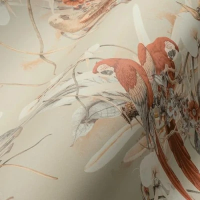 Abbildung von A.S. Création Vliestapete &quot;PintWalls Papagei Floral&quot;, matt gemustert neutral, Blätter Tapeten Wohnzimmer Schlafzimmer Küche modern Design Wandtapete