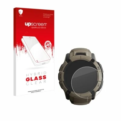 Abbildung von upscreen Schutzglas für Garmin Instinct 2X Solar Tactical Edition Schutzfolie, Glas Folie [Klar, 9H Panzerschutz, Anti Fingerprint]