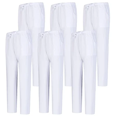 Abbildung von MISEMIYA Pack 6 Pcs Arbeitshosen Unisex ELASTISCHE Taille UNIFORM KLINIK Krankenhaus Reinigung TIERARZT Gesundheit GASTGEWERBE XX Large, Weiß 68