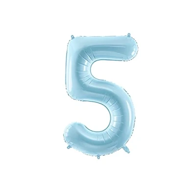 Abbildung von PartyDeco Folienballon Nummer &quot;5&quot; Hellblau Geburtstag Hochzeit Jahrestag Größe ca. 86 cm Verlobung Silvesterparty Hel Deko