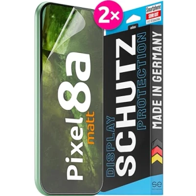 Abbildung von smart engineered se® für Pixel 8a Schutzfolie Entspiegelt 2x Folien im SET aus Deutschland, Google Folie Matt, Matte Displayfolie, Alternative Schutzglas