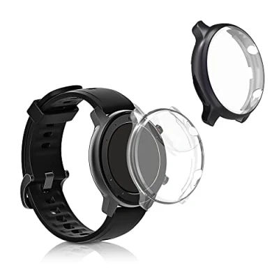Abbildung von kwmobile 2X Schutzhülle kompatibel mit Huami Amazfit GTR 2 / 2e Hülle Fullbody Cover Set aus Silikon Transparent Grau