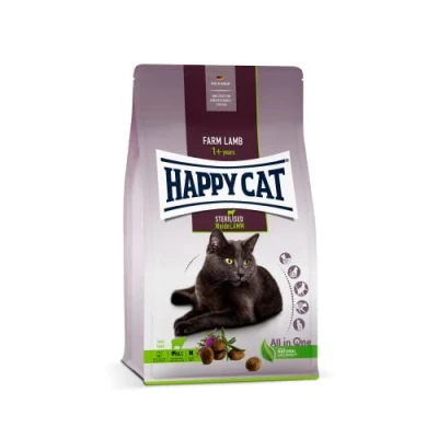 Abbildung von Happy Cat 70583 Sterilised Adult Weide Lamm Katzen Trockenfutter für sterilisierte und Kater 300 g Inhalt