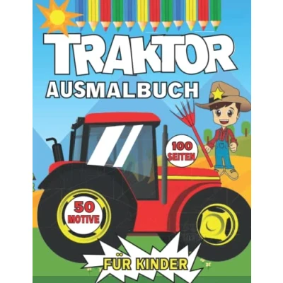 Abbildung von Traktor Ausmalbuch: Trecker auf dem Bauernhof Malbuch für Kinder ab 3 Jahren zum ausmalen und kritzeln