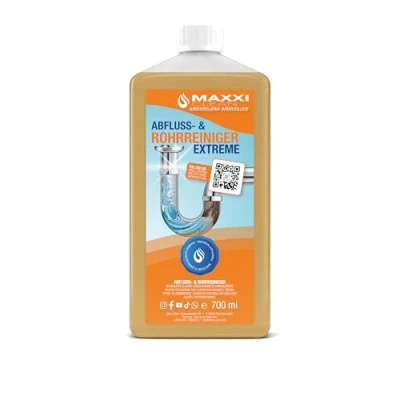 Abbildung von Maxxi Clean Rohrreiniger, Abflussreiniger Abflussfrei EXTRA STARK 700 ml mit bis zu 15 Anwendungen je Flasche Beseitig effektiv Verstopfungen &amp; Haare Made in Germany