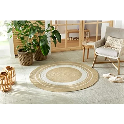 Abbildung von NORTHRUGS Teppich &quot;Trenzado&quot;, rund, In &amp; Outdoor, Handmade Look, Gewebt, Wetterfest, Balkon, Wohnzimmer