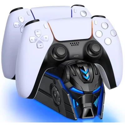 Abbildung von HELLCOOL PS5 Controller Ladestation mit Cooles Aussehen/RGB Licht für Playstation 5 Ständer DualSense/Edge