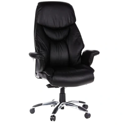 Abbildung von hjh OFFICE 720006 Chefsessel TEWA Kunstleder Schwarz/Chrom moderner Bürostuhl, niedrige Rückenlehne ergonomisch