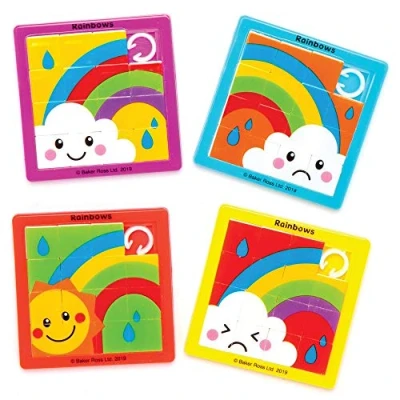 Abbildung von Baker Ross Mini Schiebepuzzles Motiv „Regenbogen“ AT980, kleine Spiele für Kinder, innovatives Spielzeug Kinder zu Weihnachten, ideal Party, als Geschenk, Gewinn und Strumpffüller, 6 Stück