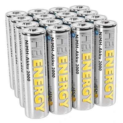 Abbildung von HEITECH AA Akku Mignon 2000 mAh 1.2V NiMH TÜV geprüft 16 Stück Wiederaufladbare Batterien mit geringer Selbstentladung Akkus für Geräte hohem Stromverbrauch