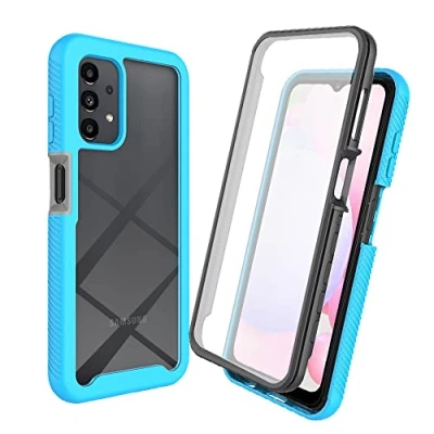 Abbildung von XINNI Hülle für Samsung Galaxy A23 4G(5G), 360 Grad Stoßfeste Schutzhülle mit Integriertem Bildschirmschutz, Robuster Bumper Outdoor Full Body Case, Hellblau