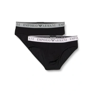 Abbildung von Emporio Armani 2ER PACK ENDURANCE, Stretch LOGO Slip, Herren, Größe: Medium, Schwarz