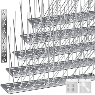 Abbildung von KESSER® Taubenabwehr Vogelabwehr 8m Spikes Set Vogel/Taubenschreck 304 Edelstahl Effektiver Tauben/Vogelschutz für Balkon, Dach, Fenster &amp; Garten Vogel Abschreckung Spieße + Montage Zubehör
