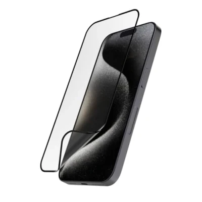 Abbildung von Hama Handy Schutzglas bruchsicher für iPhone 15 Pro (Displayschutz D3O, Vollschutz 9H, Handyglas m. Montagehilfe, Displayschutzglas kratzfest, Anti Fingerprint ultradünn, Schutzfolie stoßfest)