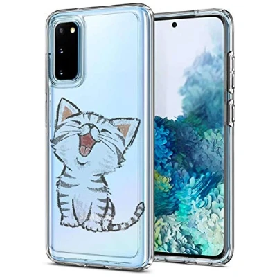 Abbildung von Verco Handyhülle für Samsung S20 Case, Premium Muster Handy Cover Galaxy Hülle weiches Flexibles TPU Katze Motiv
