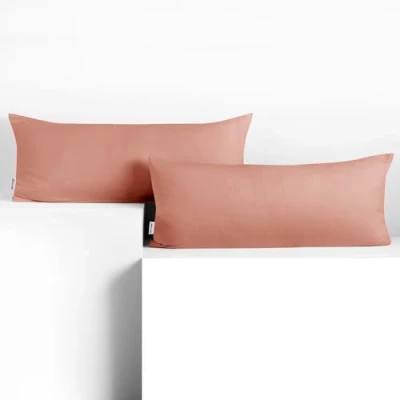 Abbildung von DecoKing 2 Kissenbezüge 40x120 cm Jersey Baumwolle Reißverschluss Lachs Amber