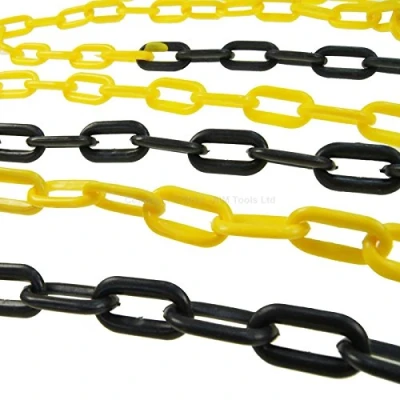Abbildung von TOPWAY Absperrkette Kunststoffkette 50 Meter 8mm x 50m gut sichtbare Schwarz und Gelb Kunststoff Gliederkette für Warnsicherheit, Parkplatz, Massenkontrolle, Verkehr, Warteschlangen 363089