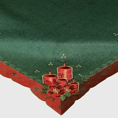 Abbildung von Raebel OHG Tischläufer Weihnachten grün Bestickt mit roten Kerzen (85 x 85 cm)