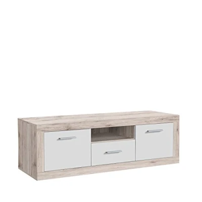 Abbildung von FORTE Baccio TV Unterschrank mit 2 Türen und 1 Schublade, Holzwerkstoff, Sandeiche/Weiß, 147.80 x 41 49.90 cm
