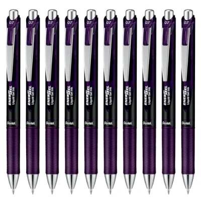 Abbildung von Pentel EnerGel XM BL77A2 Gelschreiber mit Druckmechanik, bordeaux schwarz (12 Stück)