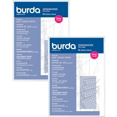 Abbildung von Burda Style Doppelpack Seidenpapier mit Zentimeterraster Halbtransparent 2x5 Blätter 140 x 110 cm