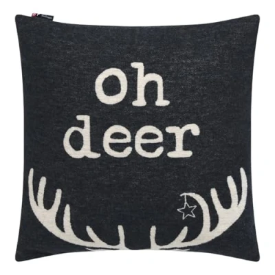 Abbildung von David Fussenegger Kissenhülle Oh Deer 50x50cm Kissenbezug X Mas aus Recycling Baumwolle nachhaltig produziert ÖkoTex100 GRS Made in Austria Farbe Anthrazit