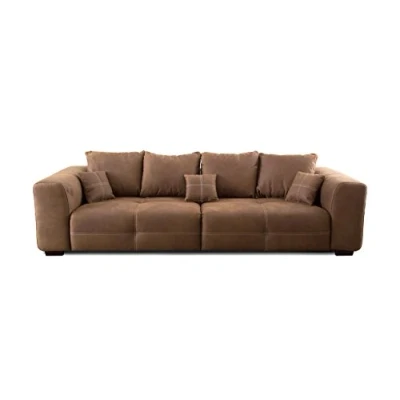 Abbildung von Cavadore Big Sofa Mavericco / XXL im modernen Design Inklusive Rückenkissen und Zierkissen 287 x 69 108 cm (BxHxT) Mikrofaser Braun