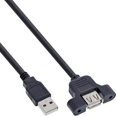 Abbildung von InLine 33440E USB 2.0 Anschlusskabel, Stecker A auf Einbaubuchse A, 0,6m
