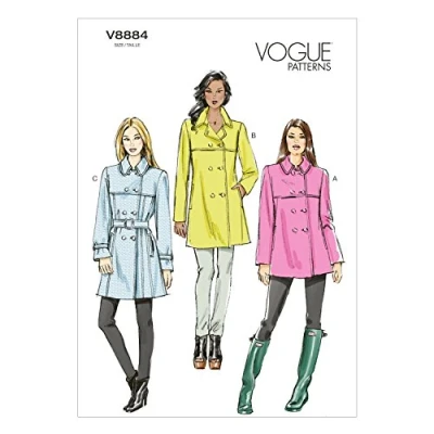 Abbildung von Vogue Patterns V8884 Size A5 6 8 10 12 14 Misses&#039; Coat and Belt