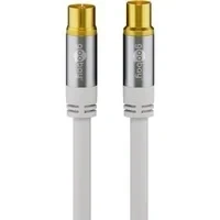 Abbildung von Goobay 70313 TV Antennenkabel, Koax Buchse auf Stecker, 4 fach geschirmt, 135 dB, vergoldet, weiß, (1,0m)